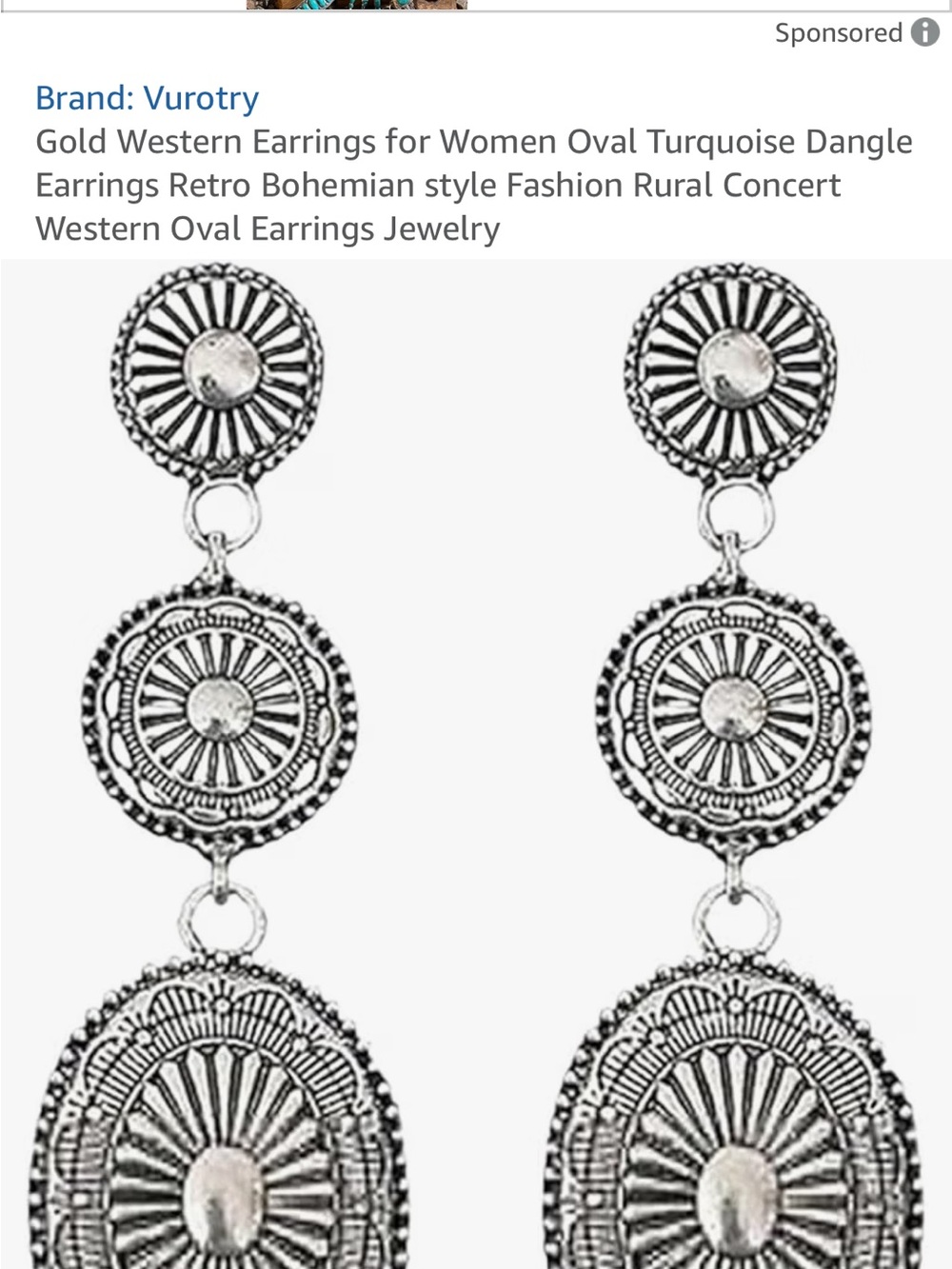 Silver-Tone Bohemian Oval Dangle Earrings